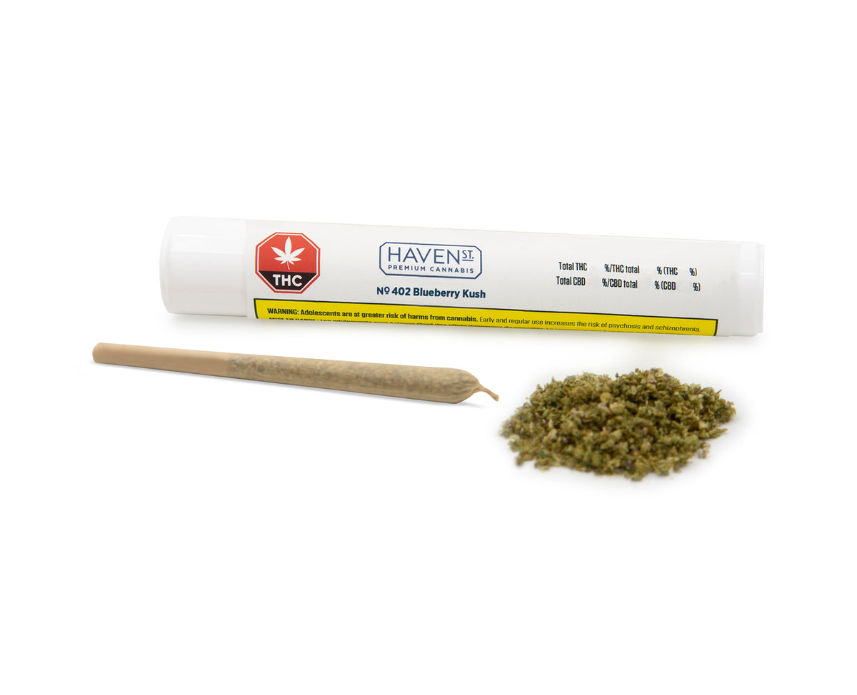 HAVEN ST NO 402 BLUEBERRY KUSH (IND) PRE-ROLL - 0.5G X 5