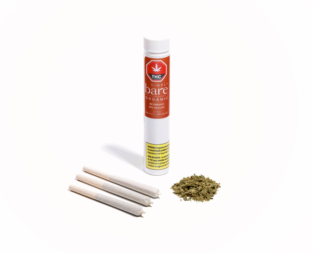 SIMPLY BARE ORGANIC SFV OG KUSH (IND) PRE-ROLL - 0.5G X 3