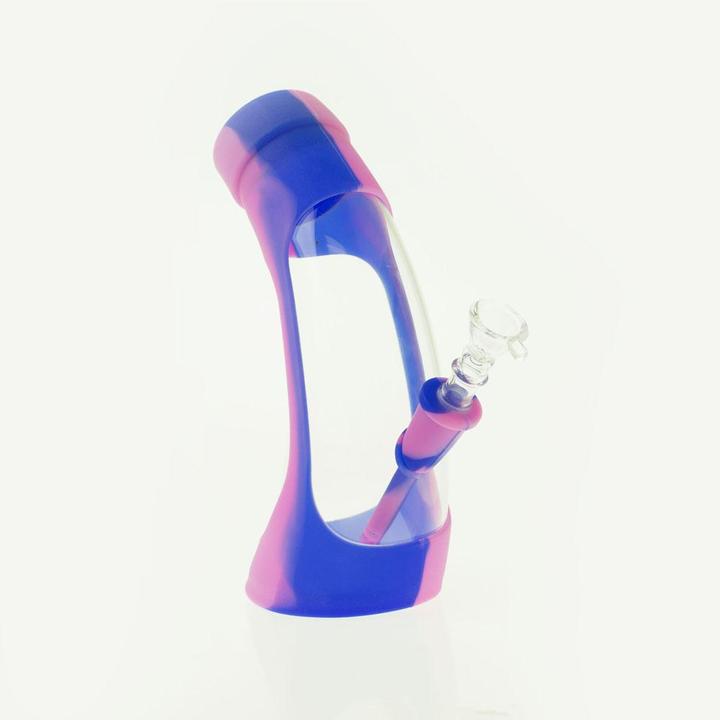 NON BRANDED HORN KIT SILICONE WATER PIPE W/ GLASS BOWL 8.5"