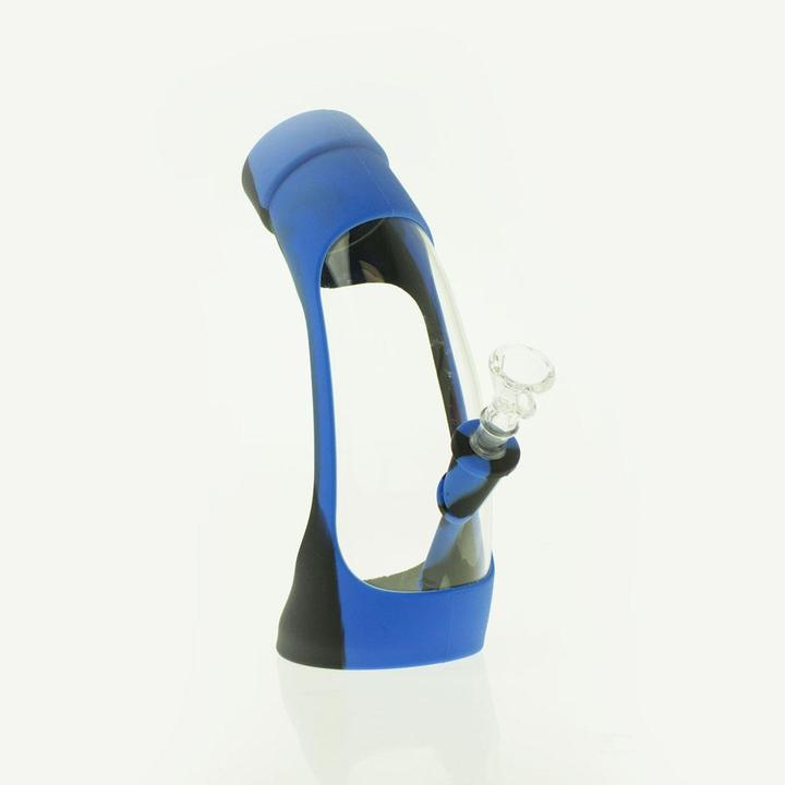 NON BRANDED HORN KIT SILICONE WATER PIPE W/ GLASS BOWL 8.5"