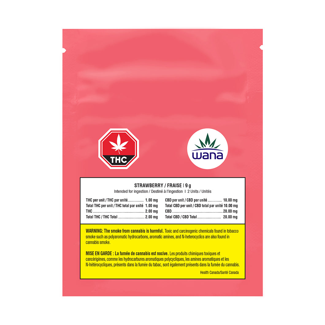 WANA SOUR STRAWBERRY (H) CHEW - 10MG CBD X 2