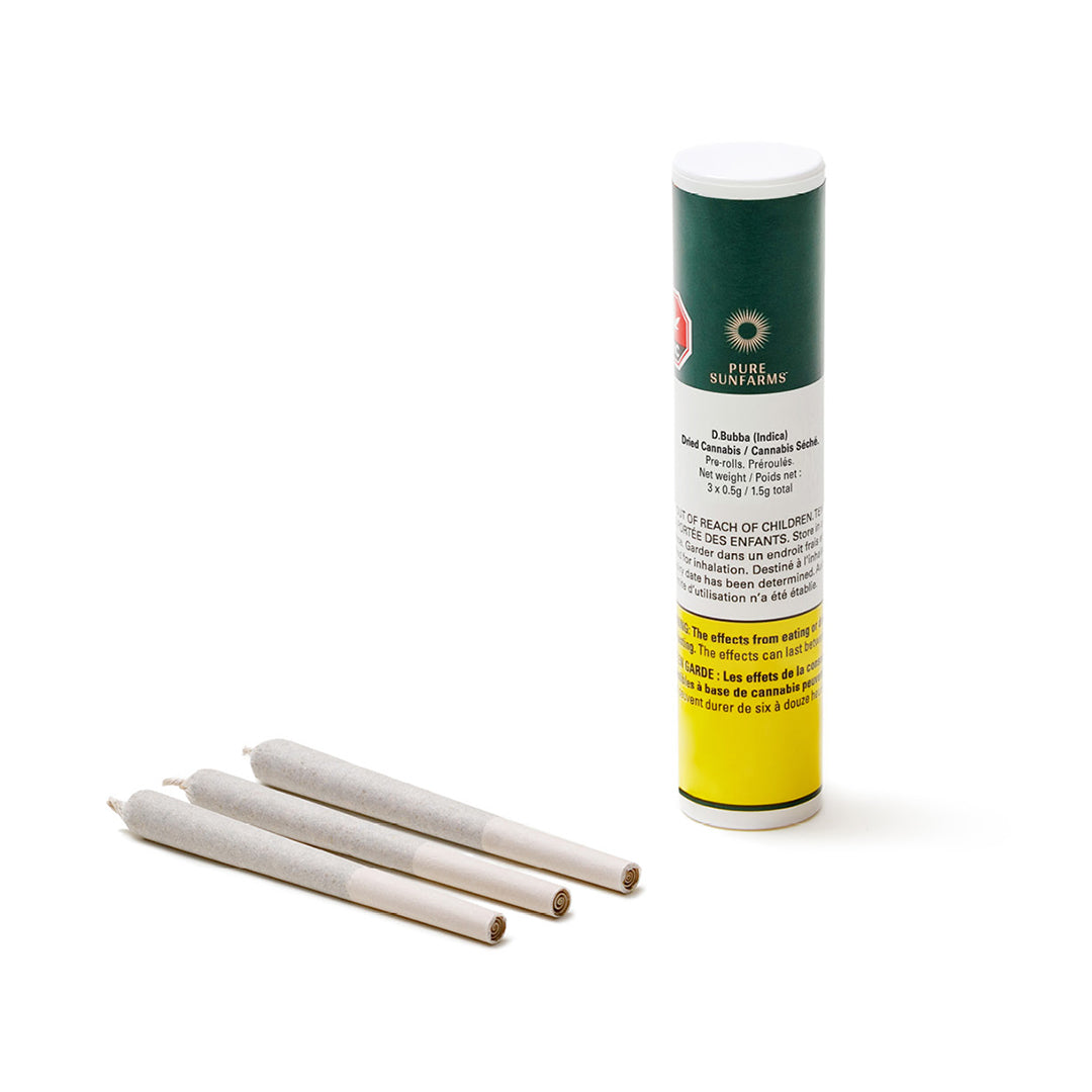 PURE SUNFARMS D BUBBA (IND) PRE-ROLL - 0.5G X 3