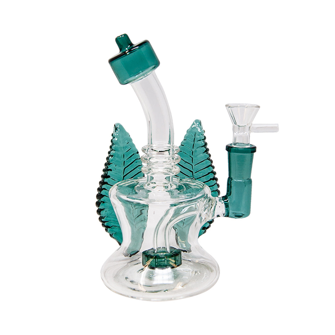 GREEN D TWO LEAF MINI BONG W SHOWERHEAD PERC