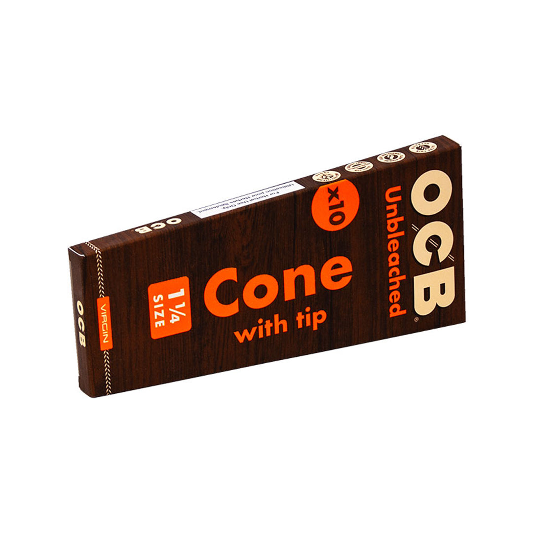 OCB VIRGIN UNBLEACHED CONES 1 1/4 - 10PK