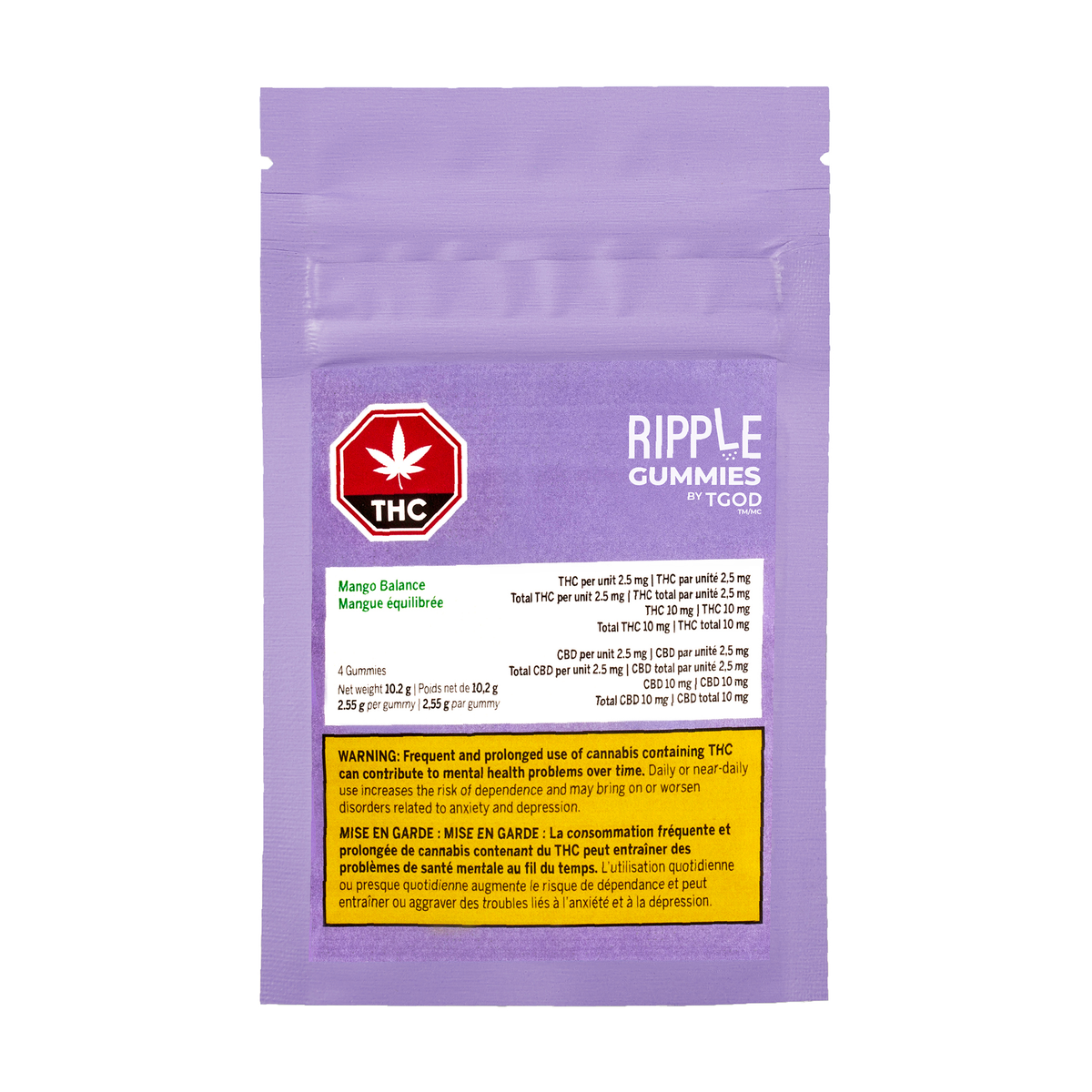 TGOD RIPPLE MANGO 1:1 (H) CHEW - 2.5MG X 4