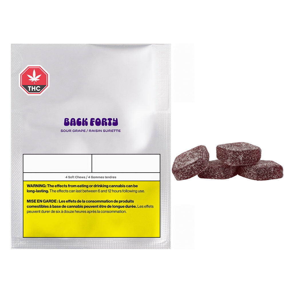 BACK FORTY SOUR GRAPE (H) CHEW - 2.5MG THC X 4