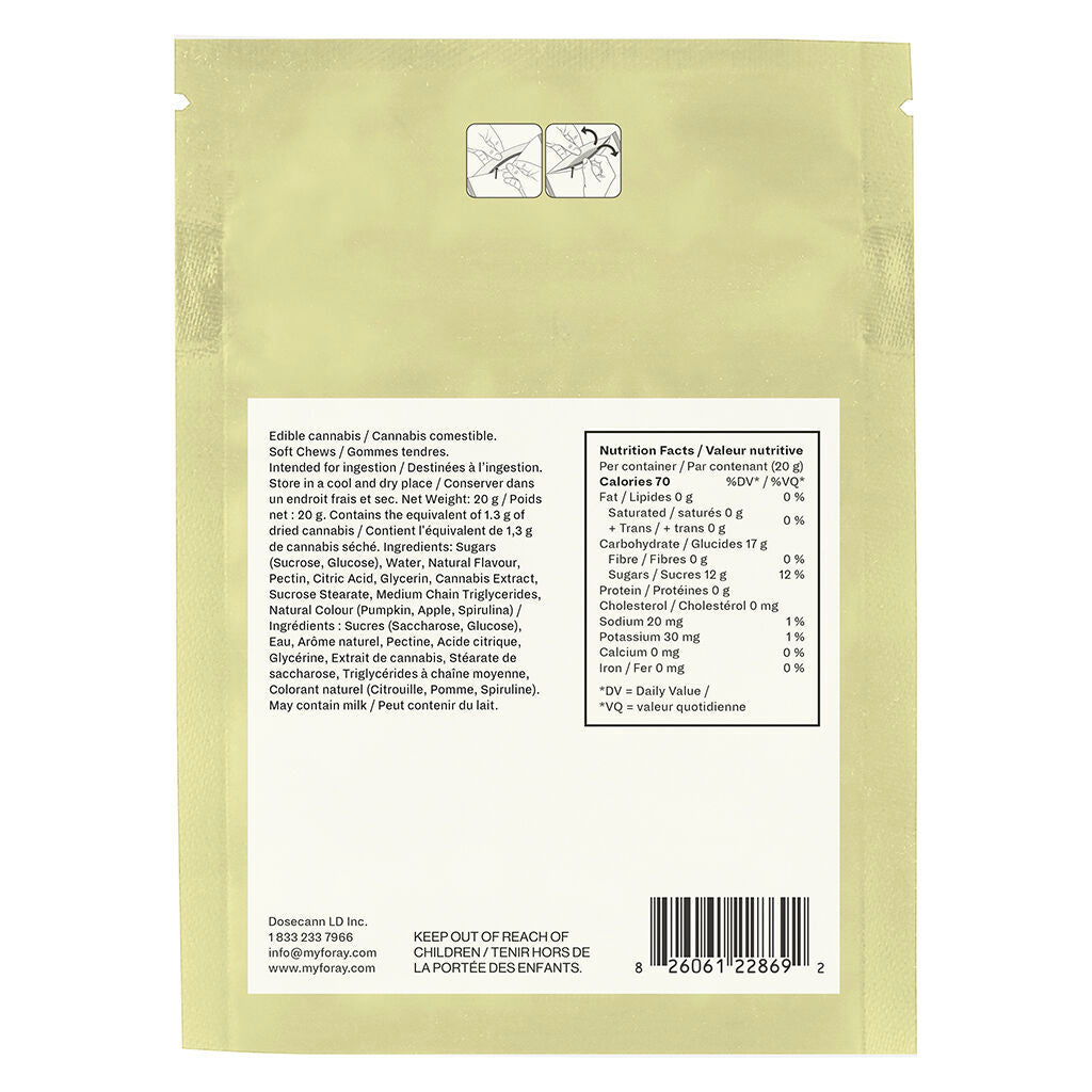 FORAY FAST PEAR PAPAYA (H) CHEW - 2.5MG THC X 4
