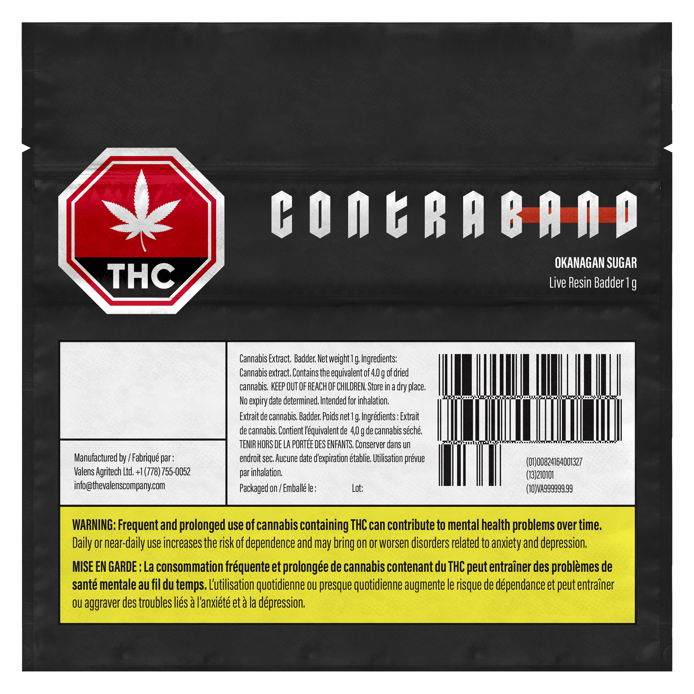 CONTRABAND OKANAGAN SUGAR LIVE RESIN (S) BADDER - 1G