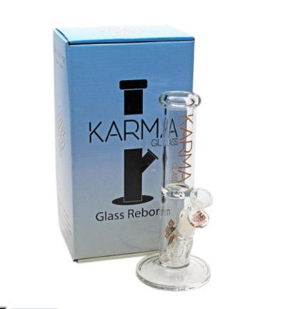 KARMA GLASS 9" SKINNY STRAIGHT WATER PIPE - WOODGRAIN