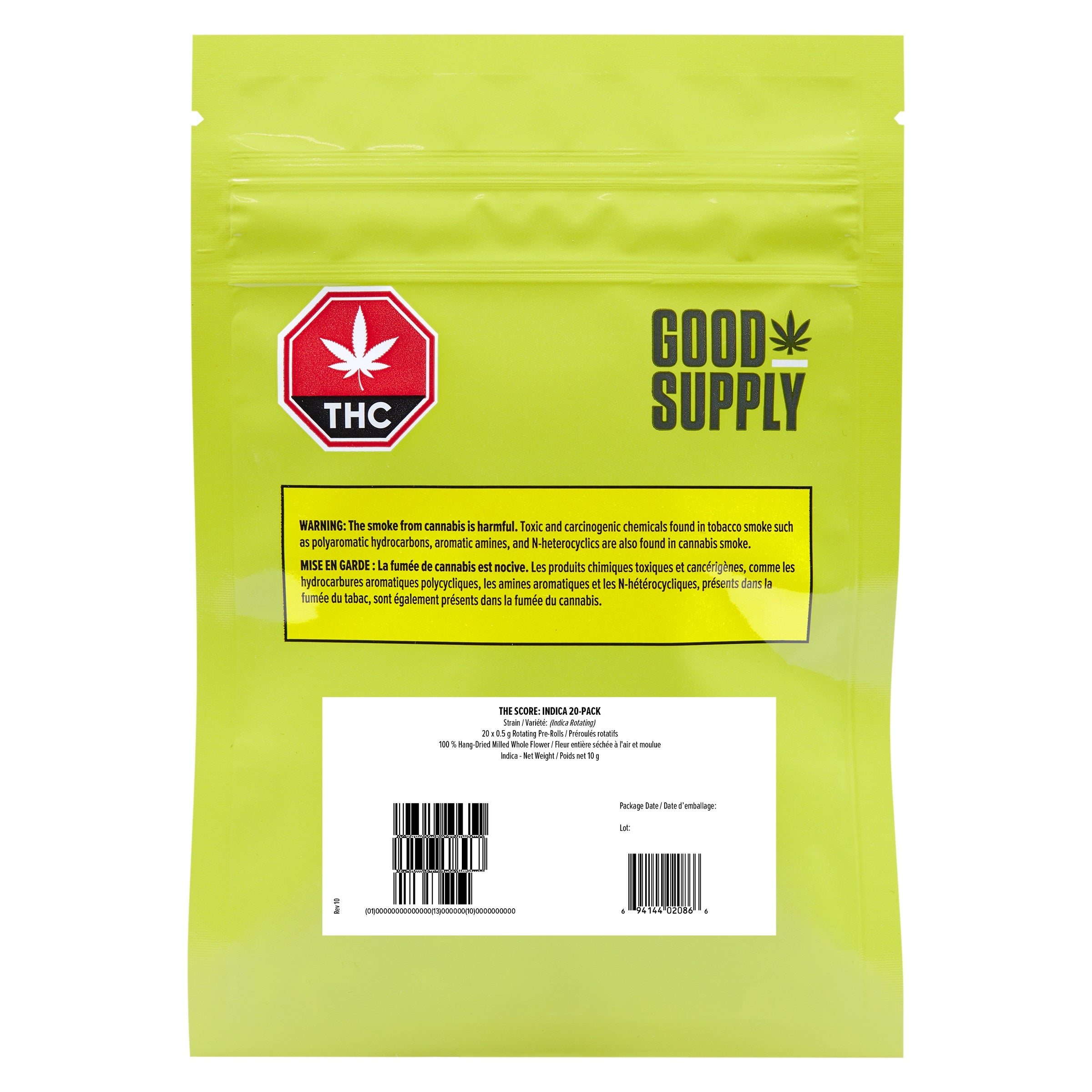 GOOD SUPPLY THE SCORE INDICA (IND) PRE-ROLL - 0.5G X 20