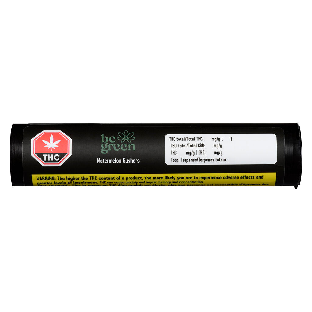 BC GREEN WATERMELON GUSHERS (H) PRE-ROLL - 0.5G X 5