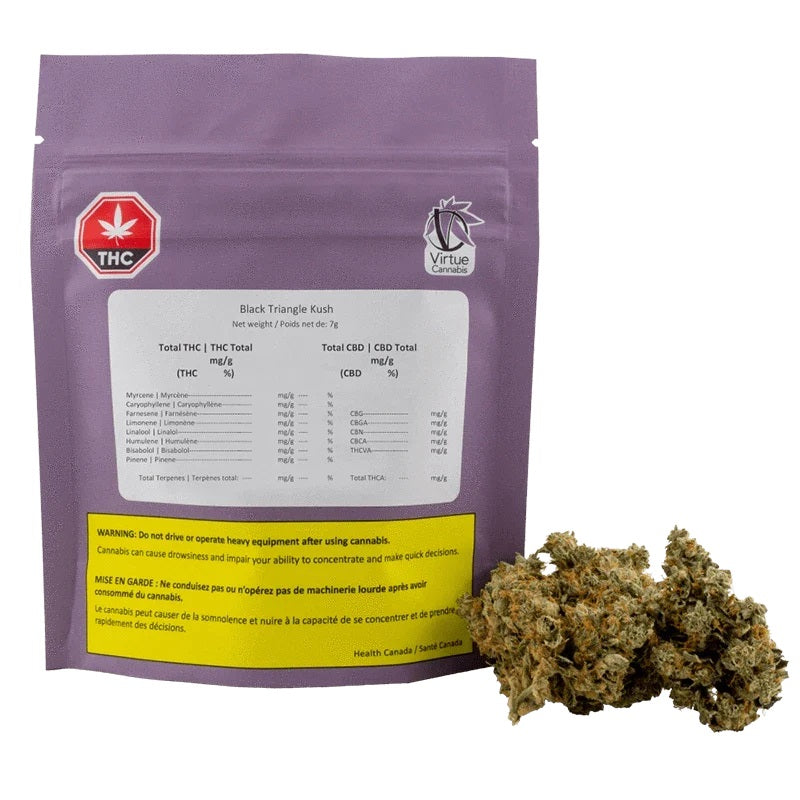 VIRTUE CANNABIS BLACK TRIANGLE KUSH (IND) PRE-ROLL 0.5G X 3