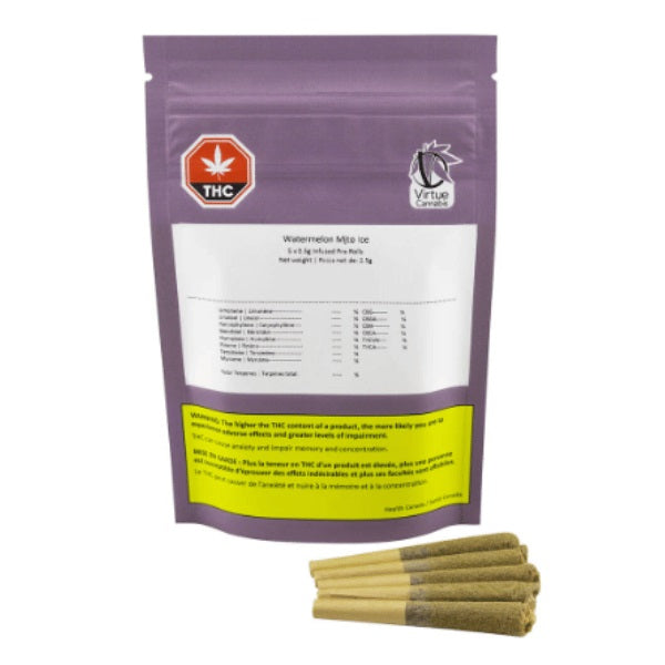 VIRTUE CANNABIS STRAWIWI ICE DMD (S) INF PRE-ROLL - 0.5G X 5