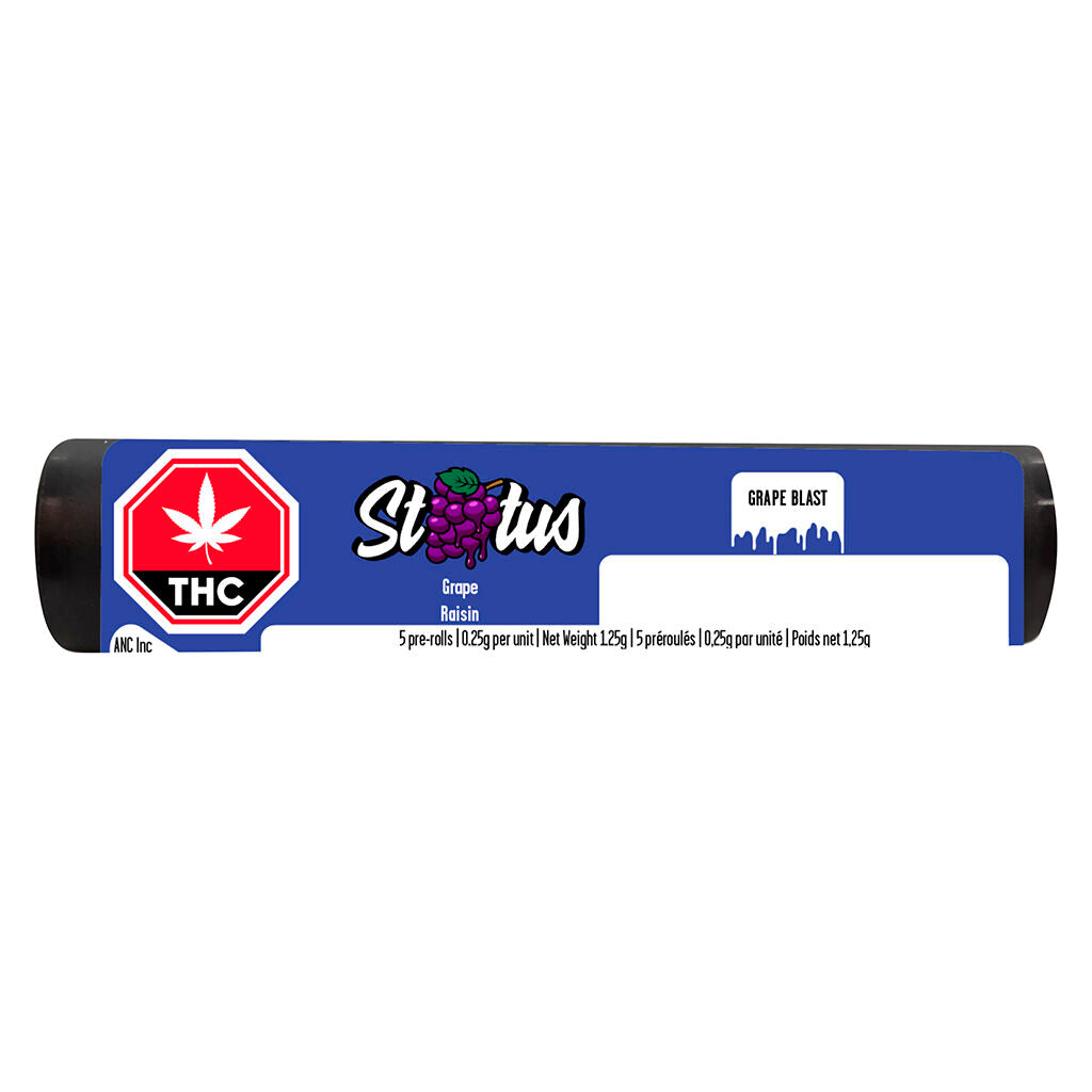 STATUS GRAPE BLAST LIQ DMND KIEF (IND) INF PRE-ROLL 0.25G X5