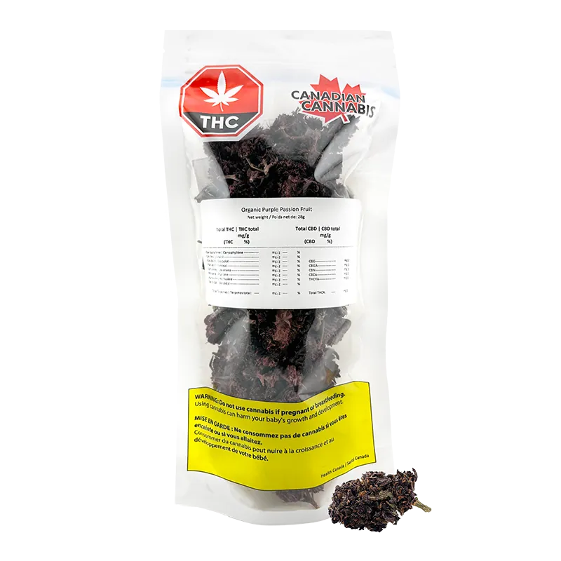 CANADIAN CANNABIS ORGANIC PURPLE PASSIONFRUIT (S) DRIED -28G