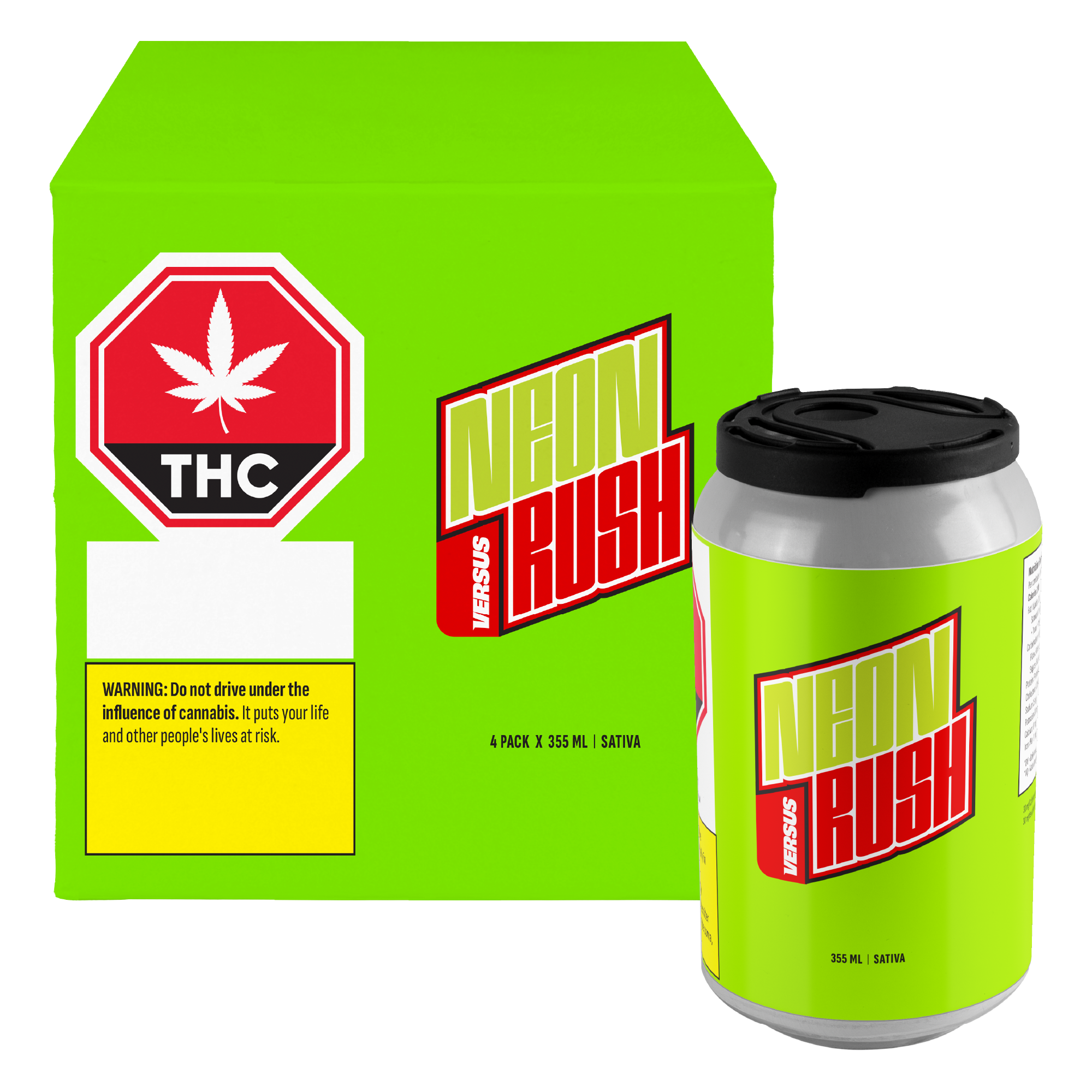 VERSUS NEON RUSH (S) BEV - 10MG THC X 355 ML X 4
