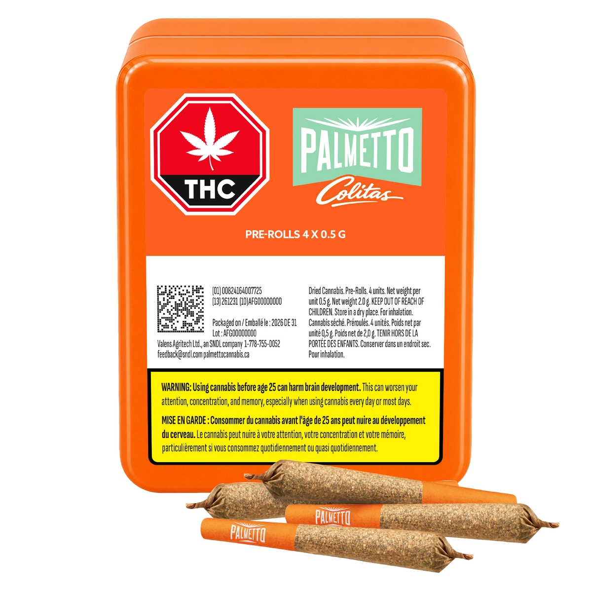 PALMETTO COLITAS (H) PRE-ROLL - 0.5G X 4