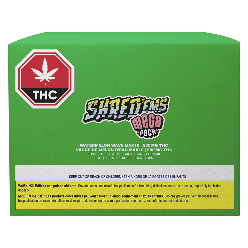SHREDEMS WATERMELON WAVE MAX 10 MEGA PK (S) CHEW 10MG THCX50