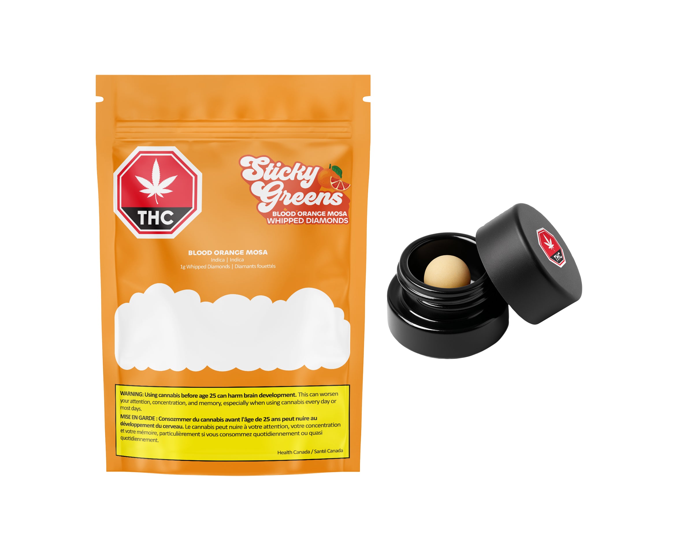 STICKY GREENS BLOOD ORANGE MOSA WHIPPED (IND) DIAMONDS - 1G