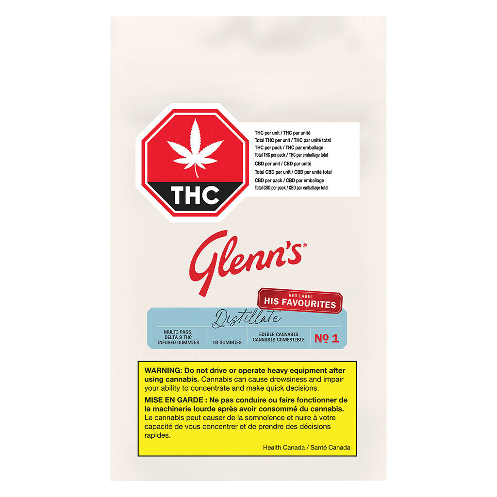 GLENNS NO1 RED LABEL HIS FAVOURTIES (H) CHEW - 1MG THC X 10