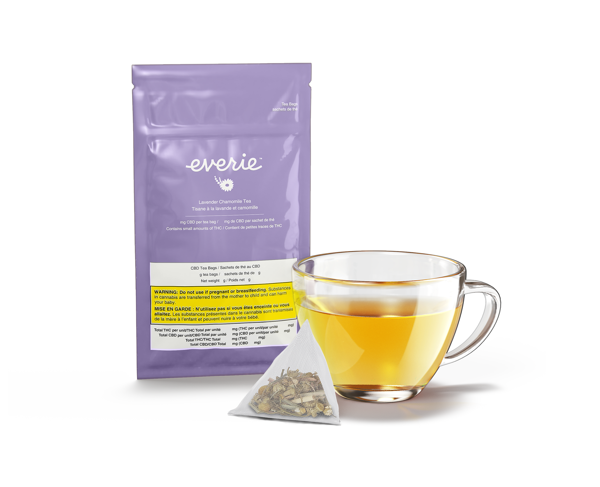 EVERIE LAVENDER CHAMOMILE (H) TEA BAGS - 10MG CBD X 3