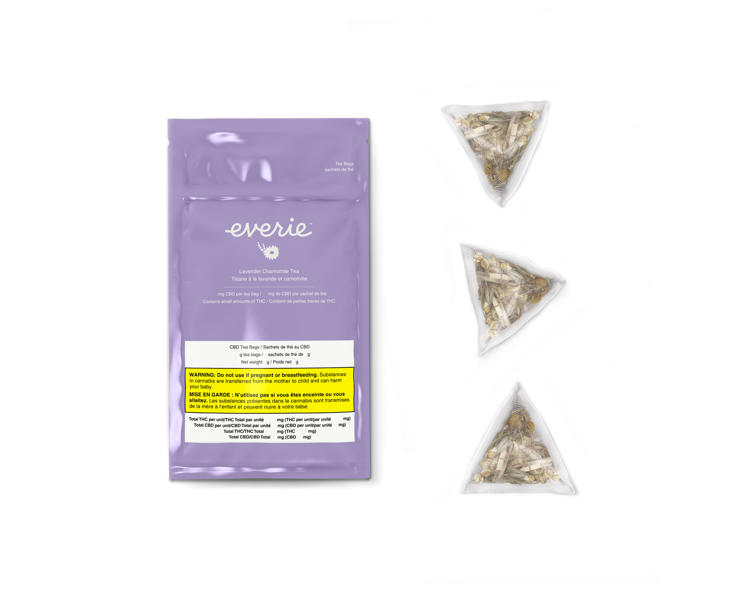 EVERIE LAVENDER CHAMOMILE (H) TEA BAGS - 10MG CBD X 3