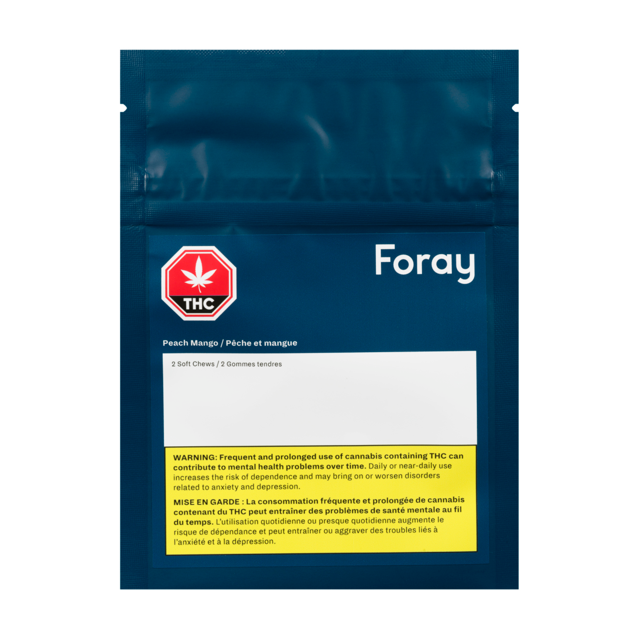 FORAY PEACH/MANGO (H) CHEW - 2.5MG THC : 2.5MG CBD X 4