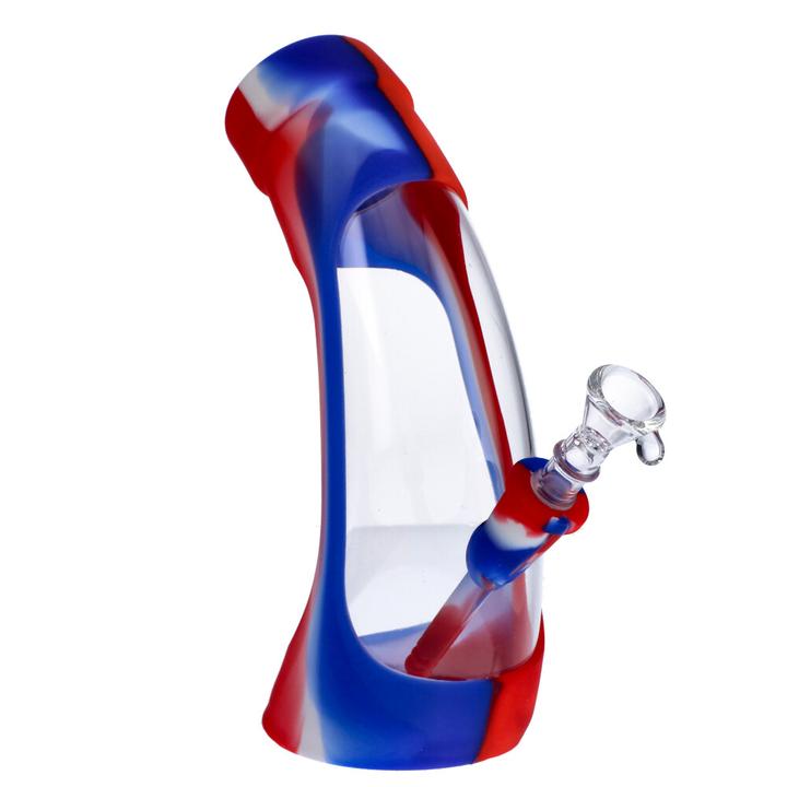 NON BRANDED HORN KIT SILICONE WATER PIPE W/ GLASS BOWL 8.5