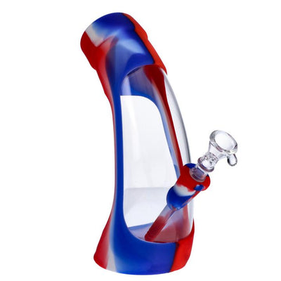 NON BRANDED HORN KIT SILICONE WATER PIPE W/ GLASS BOWL 8.5