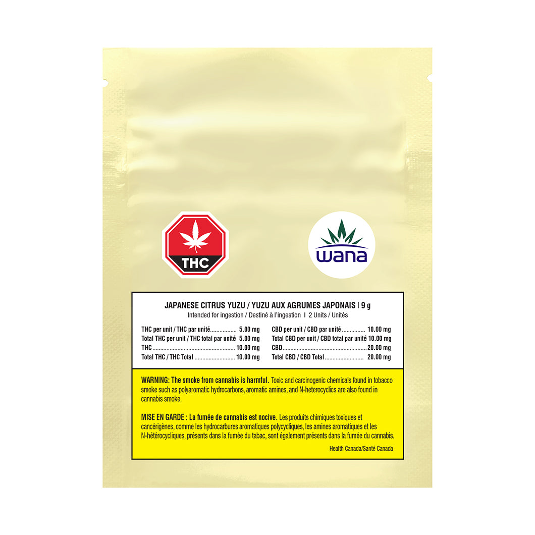 WANA SOUR CITRUS YUZU (H) CHEW - 5MG THC : 10MG CBD X2