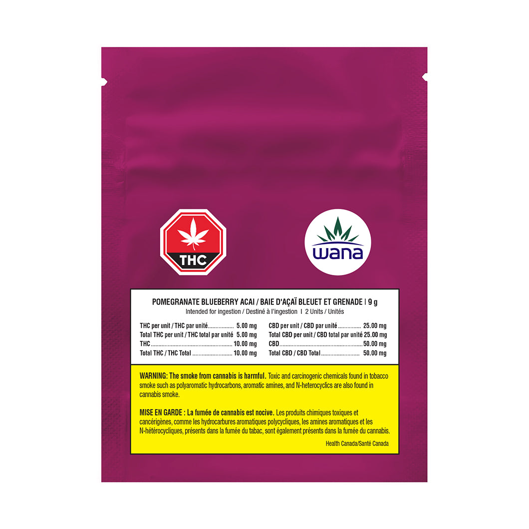WANA POMEGRANATE BLUEBERRY ACAI 1:5 CBD (H) CHEW 5:25MG X 2