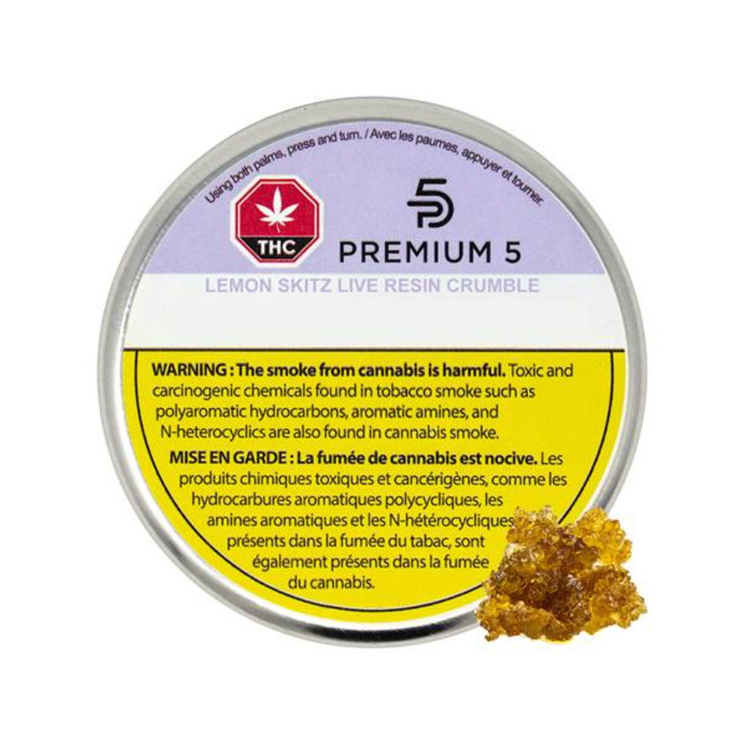 PREMIUM 5 LEMON SKITZ LIVE RESIN (H) CRUMBLE - 1G