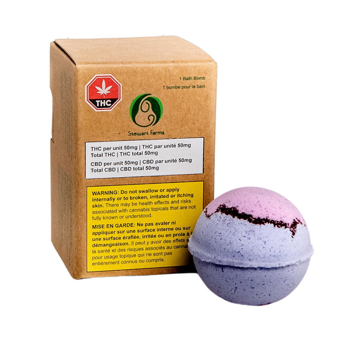 STEWART FARMS BUBBA KUSH (H) BATH BOMB - 50MG THC: 50MG CBD
