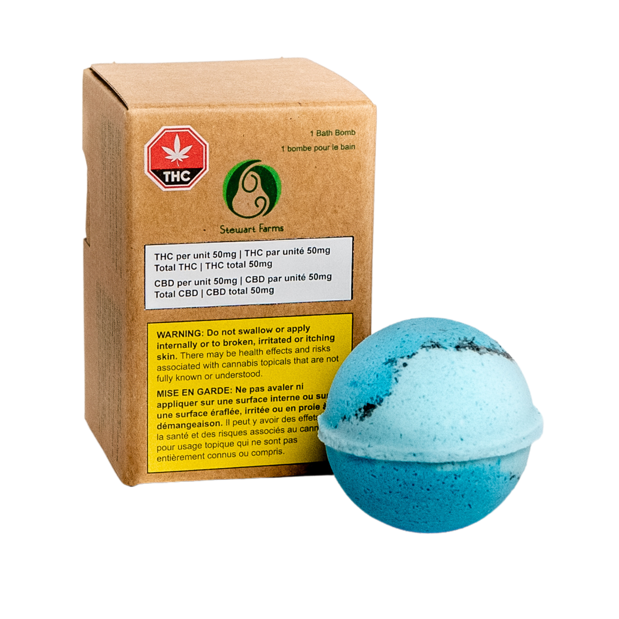 STEWART FARMS BLUE DREAM (H) BATH BOMB 50MG THC : 50MG CBD