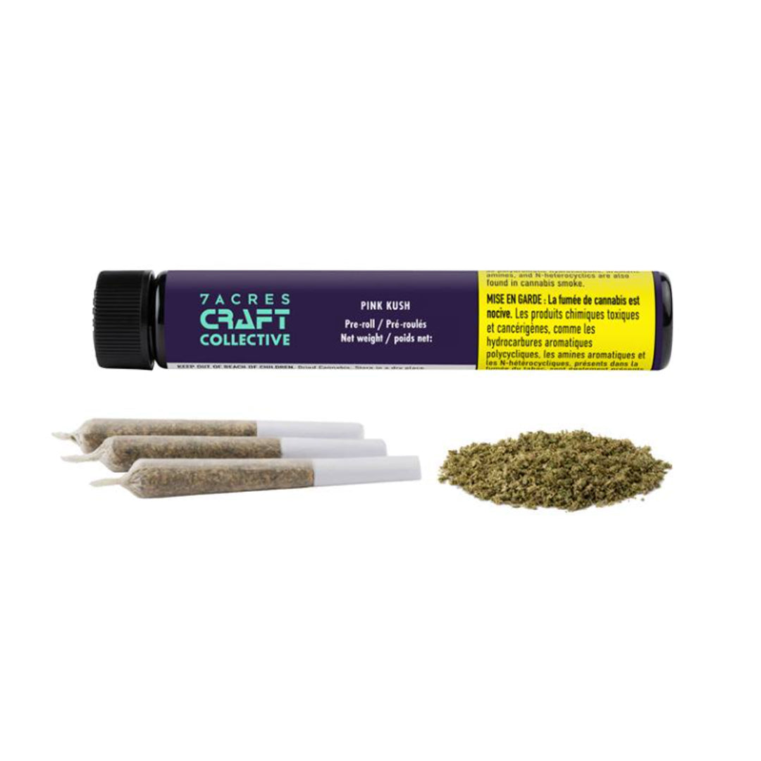 7ACRES CRAFT COLLECTIVE PINK KUSH (IND) PRE-ROLL - 0.5G X 3