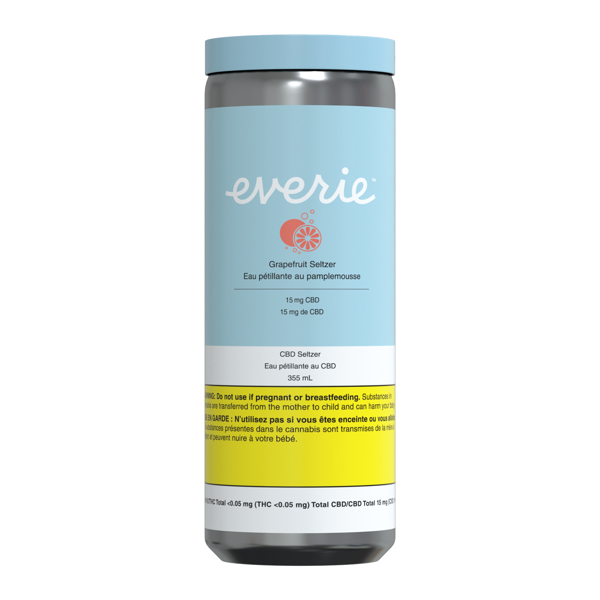 EVERIE GRAPEFRUIT CBD SELTZER WATER (H) BEV - 15MG X 355ML