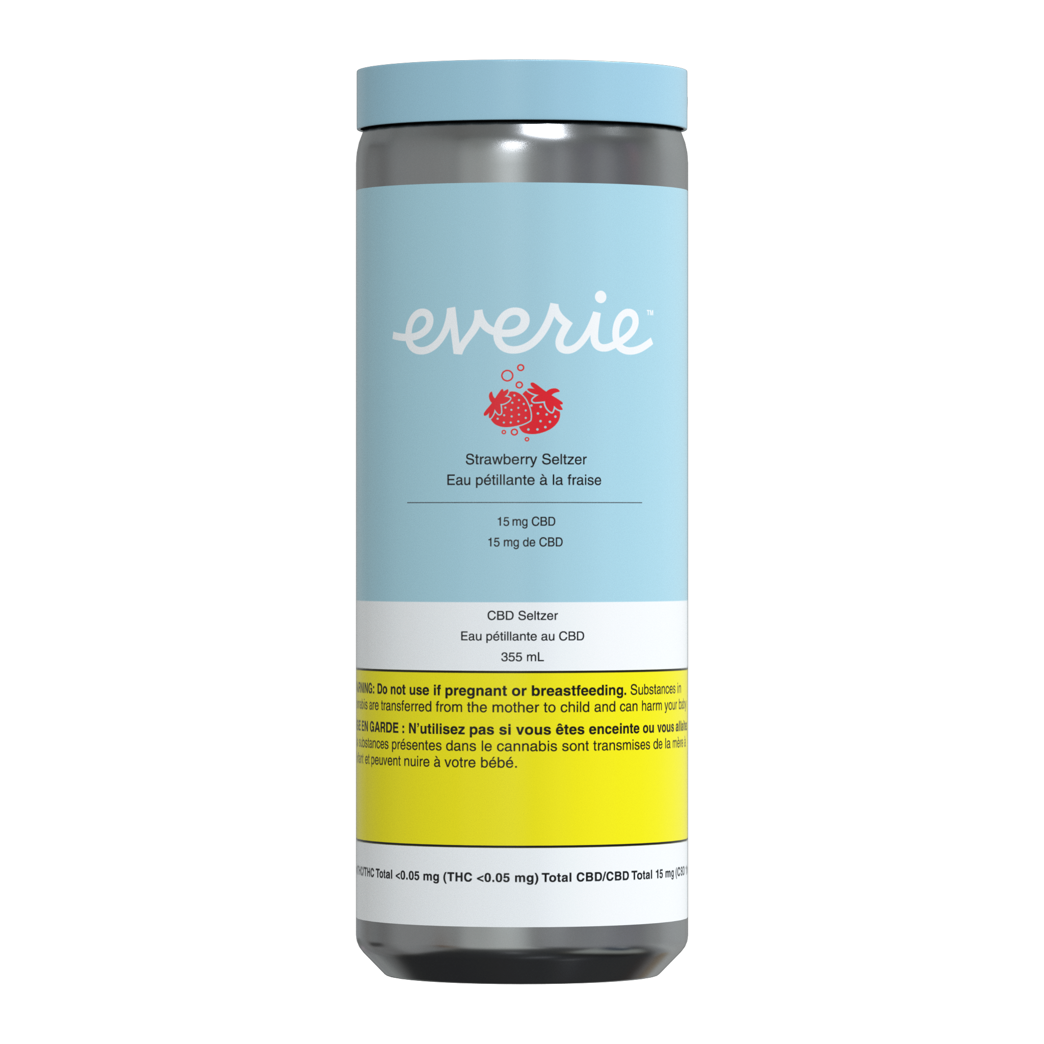 EVERIE STRAWBERRY CBD SELTZER WATER (H) BEV - 15MG X 355ML
