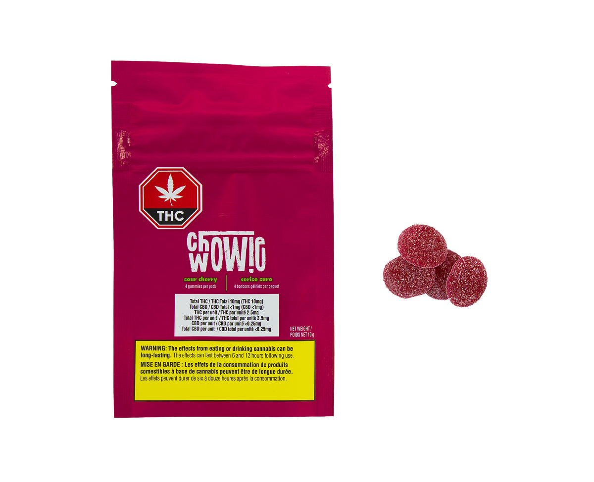 CHOWIE WOWIE SOUR CHERRY (H) CHEW - 2.5MG THC X 4