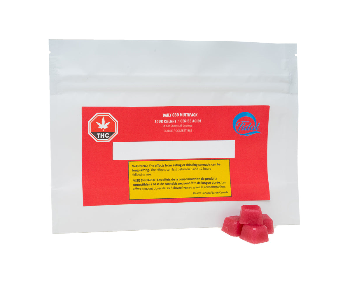 TIDAL DAILY CBD SOUR CHERRY SOFT (H) CHEW - 25MG X 25