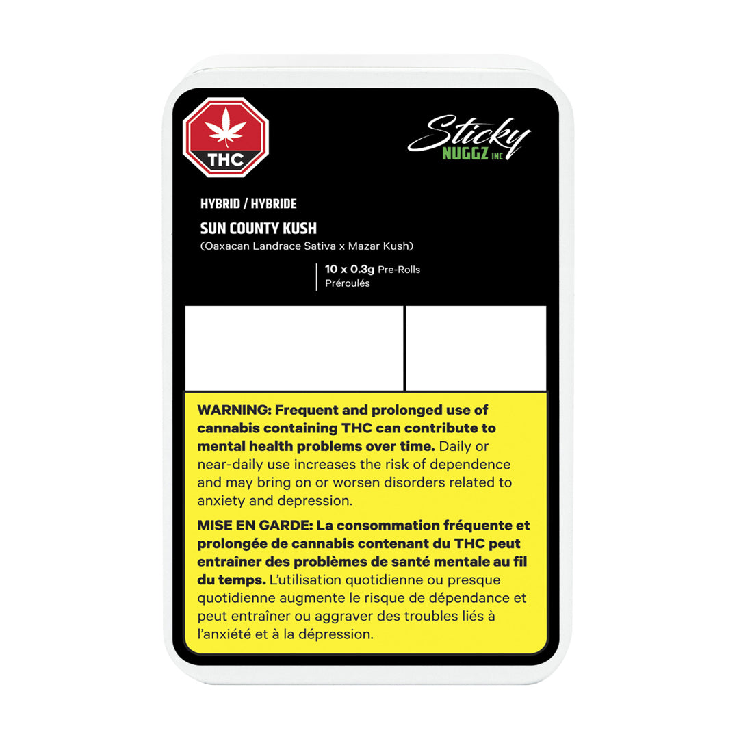 STICKY NUGGZ INC SUN COUNTY KUSH (H) PRE-ROLL - 0.3G X 10