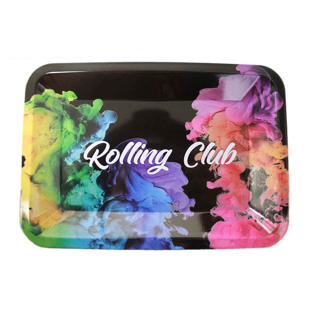 ROLLING CLUB 7" X 4.75" METAL ROLLING TRAY - RAINBOW FUMES