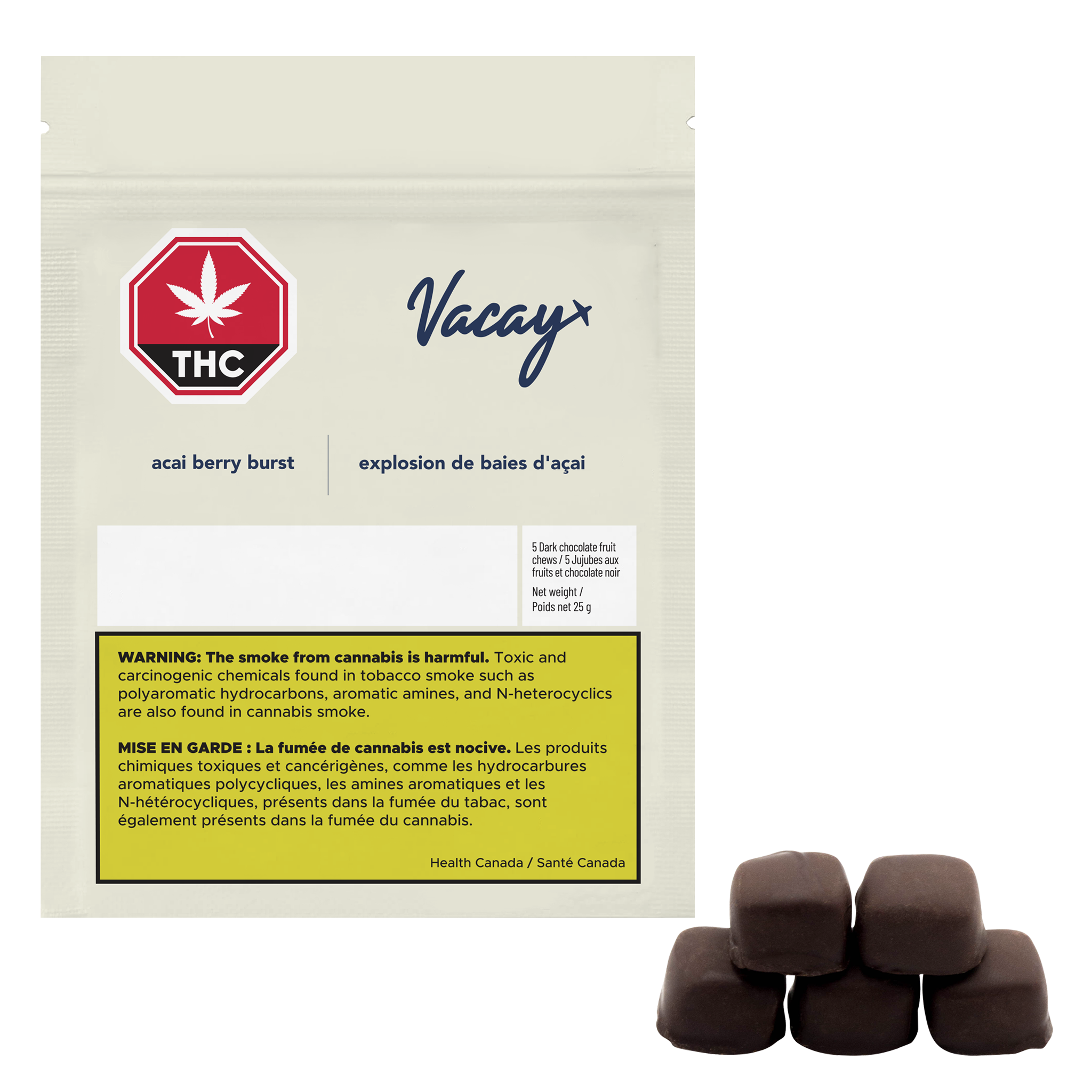 VACAY ACAI BERRY BURST DARK CHOC (H) CHEW - 2MG X 5