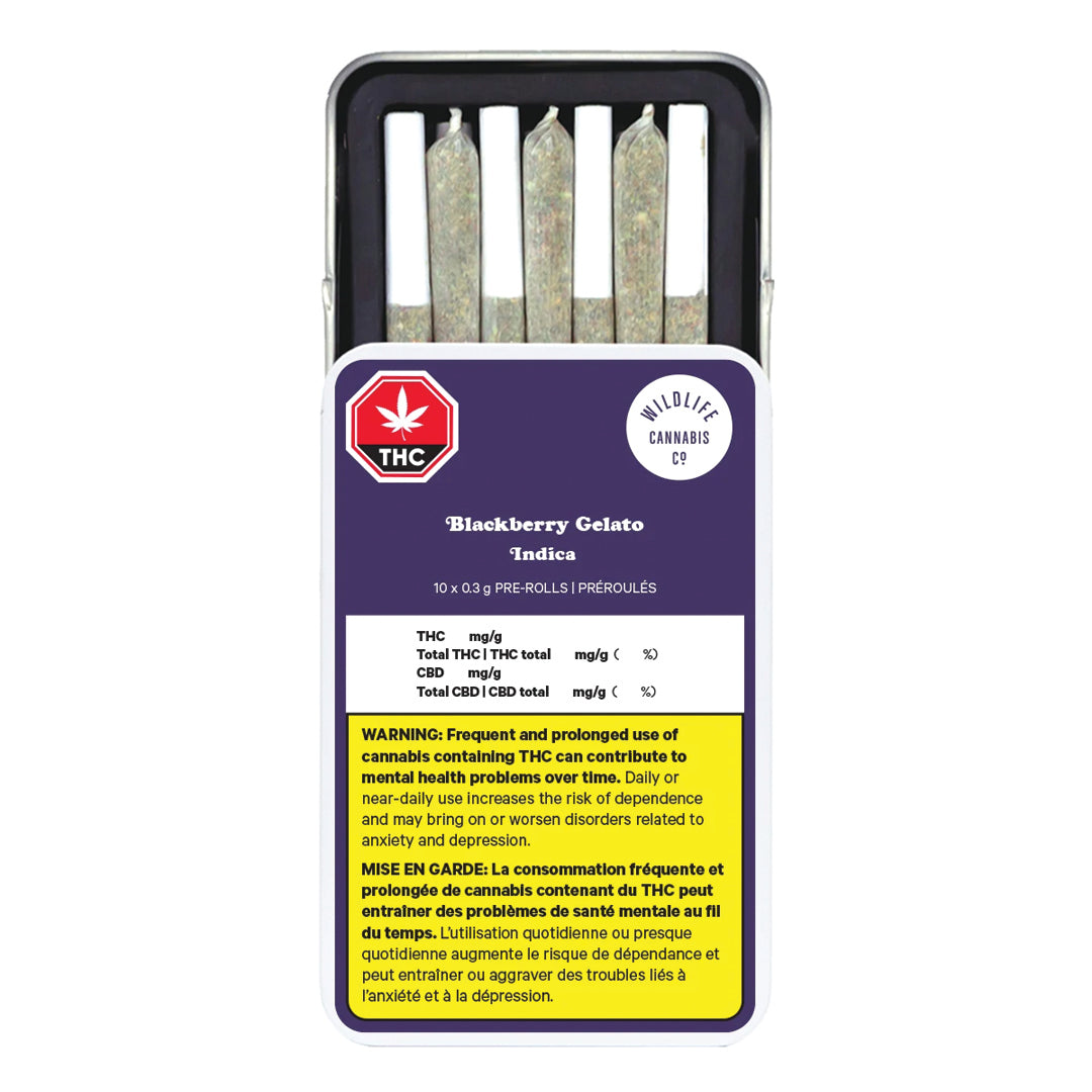 WILDLIFE BLACKBERRY GELATO (IND) PRE-ROLL - 0.3G X 10