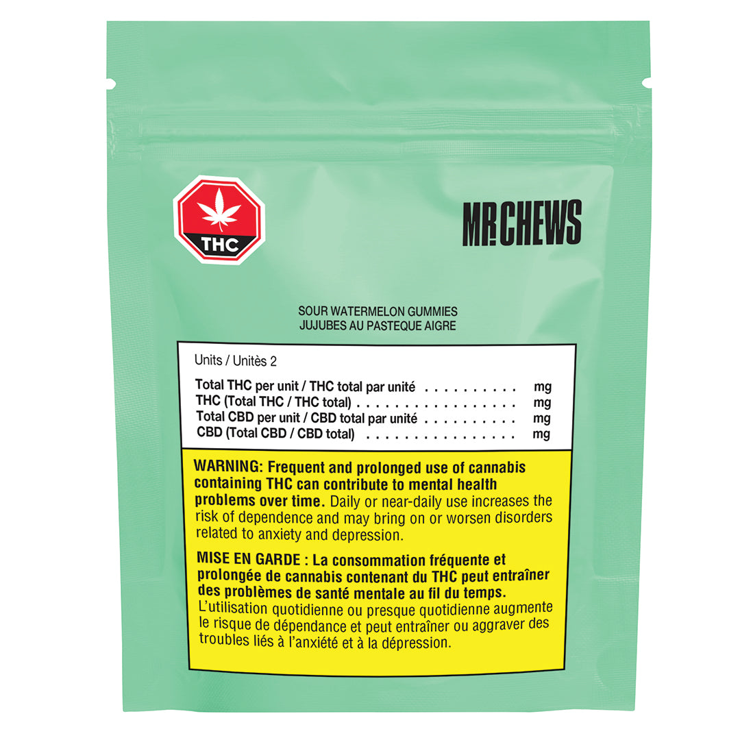MR CHEWS SOUR WATERMELON (H) CHEW - 5MG THC X 2