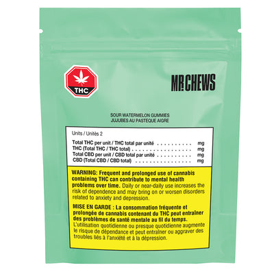 MR CHEWS SOUR WATERMELON (H) CHEW - 5MG THC X 2