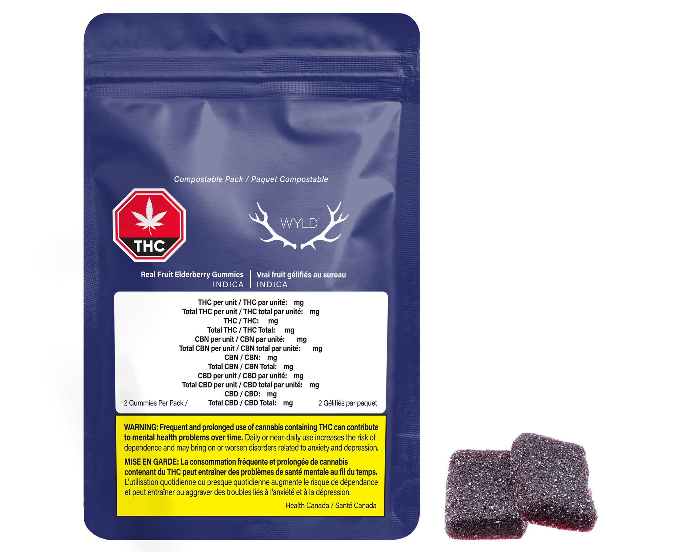 WYLD REAL FRUIT ELDERBERRY 2:1 (IND) CHEW - 5THC : 2.5CBN X2