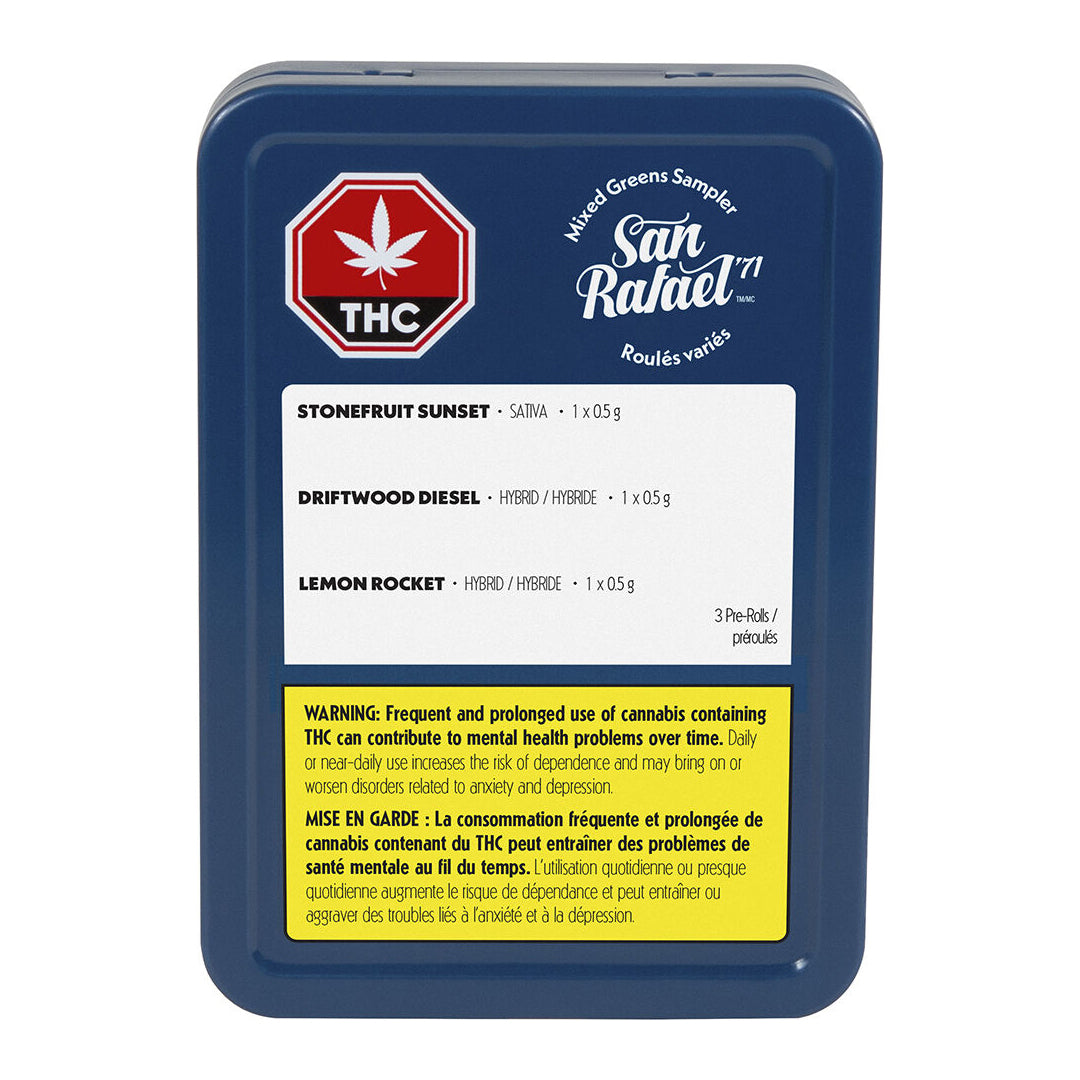 SAN RAFAEL 71 MIXED GREENS SAMPLER (H) PRE-ROLL - 0.5G X 3