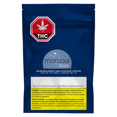 MONJOUR BARE CBN:CBD:THC BEDTIME BLUBERRY LEM (IND) CHEW 4PK