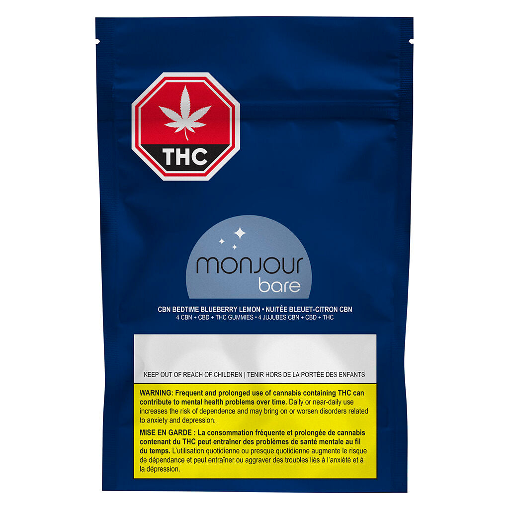 MONJOUR BARE BEDTIME BLUBERRY LEM CBN:CBD:THC (IND) CHEW X 4