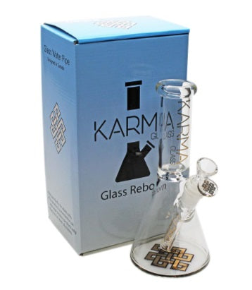 GOOD KARMA 9" SKINNY BEAKER GLASS BONG - GOLD